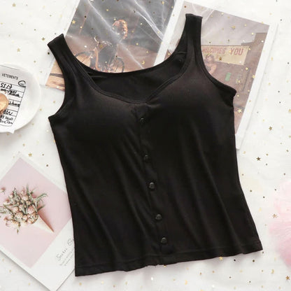 Plus Size Ribbed Button Tank Top(2 Pieces) - Black - 3XL - image 12