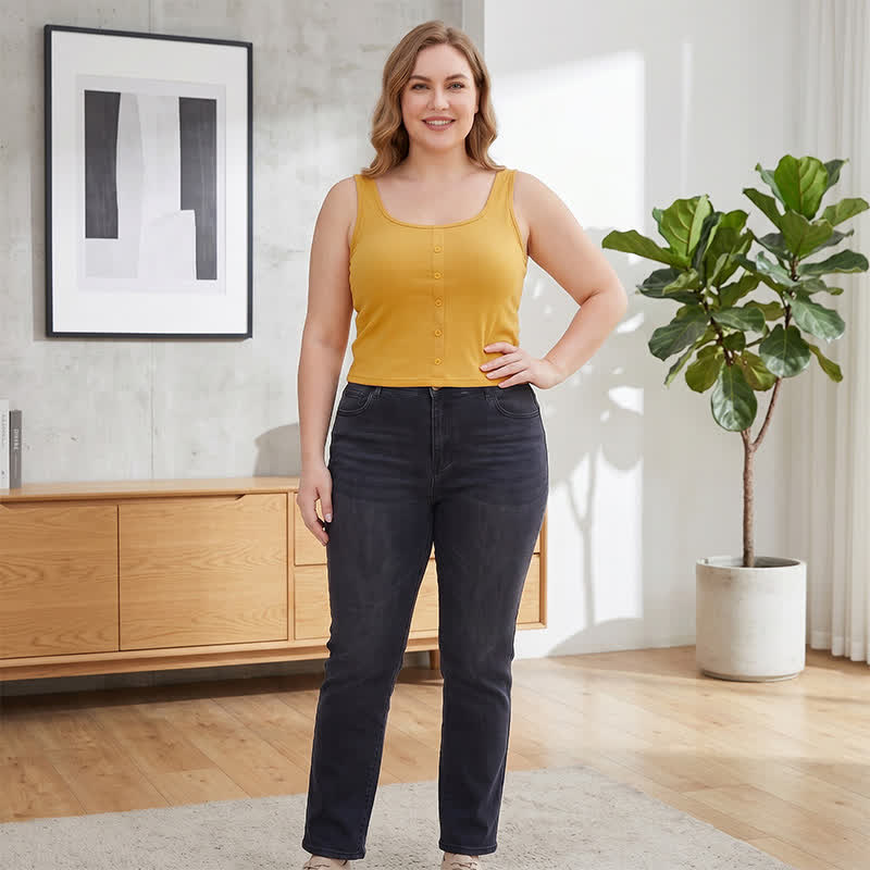 Plus Size Ribbed Button Tank Top(2 Pieces) - image 3