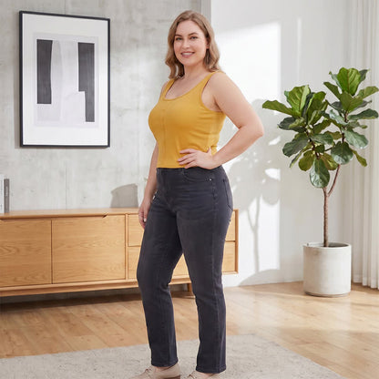 Plus Size Ribbed Button Tank Top(2 Pieces) - Yellow - 3XL - image 4