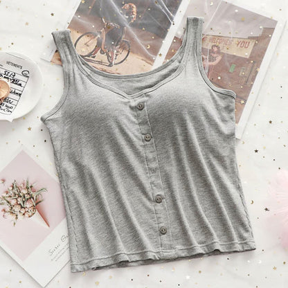 Plus Size Ribbed Button Tank Top(2 Pieces) - Grey - 3XL - image 13