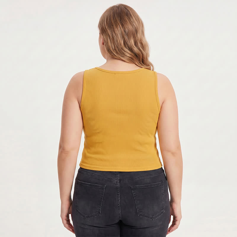 Plus Size Ribbed Button Tank Top(2 Pieces) - image 2