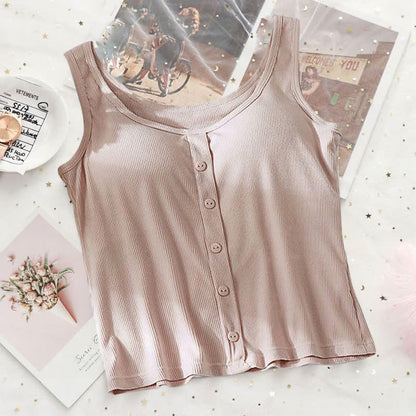 Plus Size Ribbed Button Tank Top(2 Pieces) - Pink - 3XL - image 14