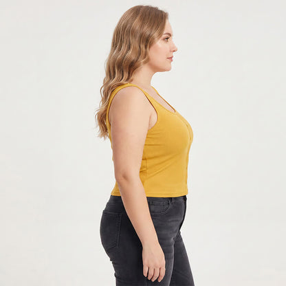 Plus Size Ribbed Button Tank Top(2 Pieces) - image 1