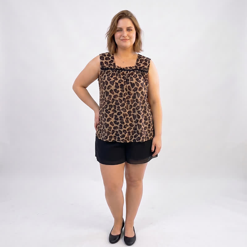 Plus Size Leopard print Polka Dot Tank Top(2 Pieces) - image 3