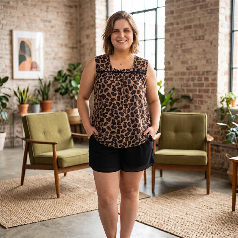 Plus Size Leopard print Polka Dot Tank Top(2 Pieces) - image 5