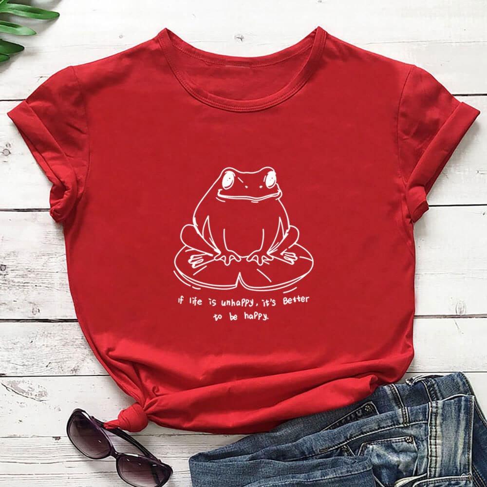 Plus Size Frog And Slogan Short Sleeve T-Shirt - Red - 3XL - image 6
