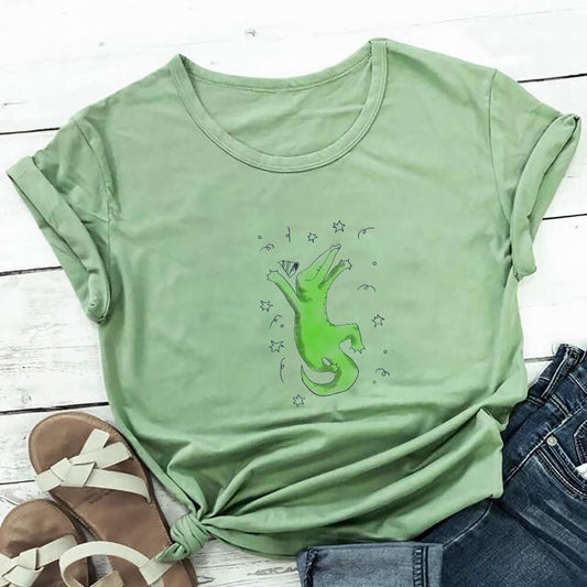 Plus Size Crocodile Short Sleeve T-Shirt - Green - 3XL - image 0