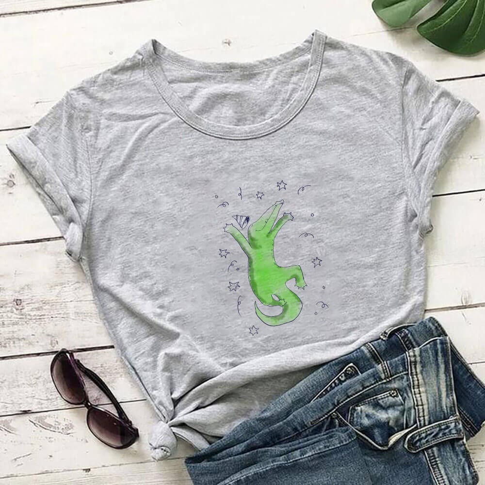 Plus Size Crocodile Short Sleeve T-Shirt - Grey - 3XL - image 4