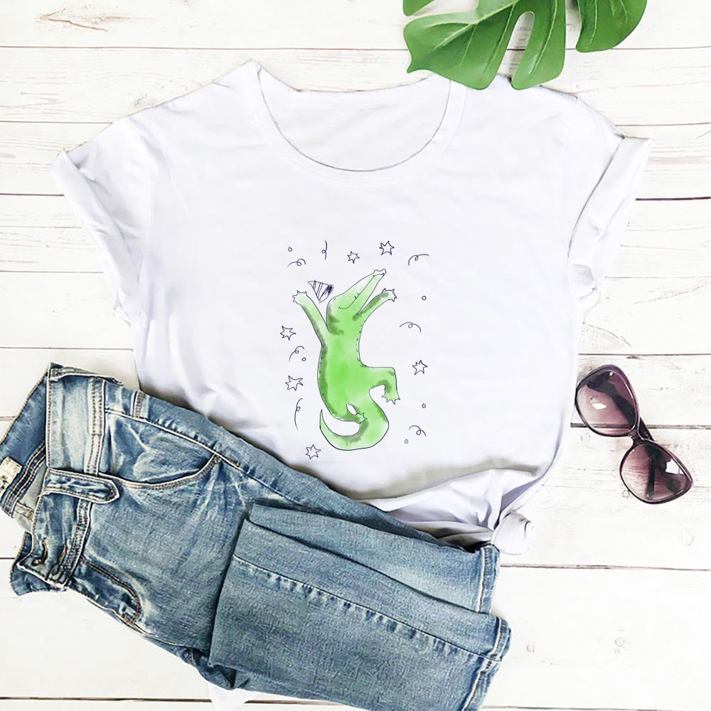 Plus Size Crocodile Short Sleeve T-Shirt - White - 3XL - image 2
