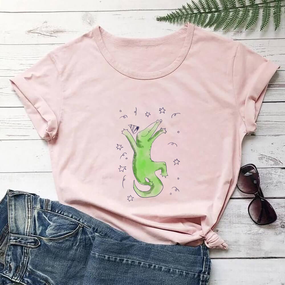 Plus Size Crocodile Short Sleeve T-Shirt - Light Pink - 3XL - image 1