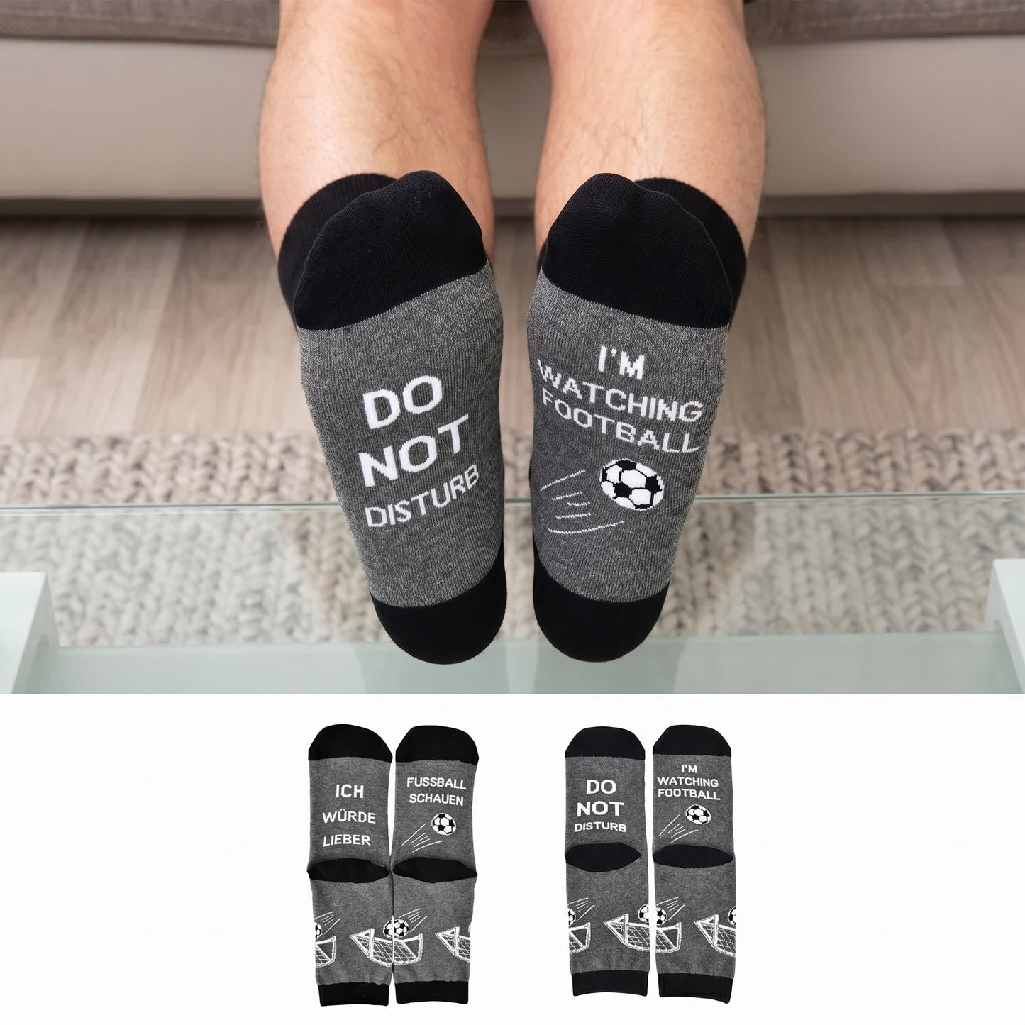 Football Quote Cotton Quarter Socks(2 Pairs) - Multicolor - EU39-46(US6-12) - image 0