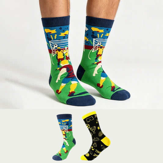 Soccer Slogan Quarter Socks(2 Pairs) - Multicolor - EU38-44(US5-10) - image 0