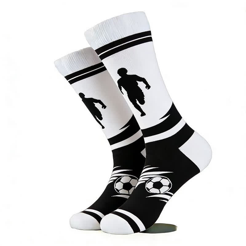 Football Print Cotton Quarter Socks(5 Pairs) - Black - EU42-46(US8.5-12) - image 2