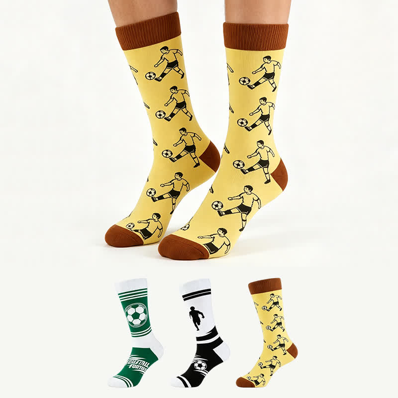 Football Print Cotton Quarter Socks(5 Pairs) - image 0