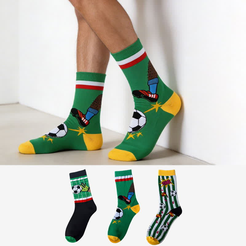 Soccer Stripe Quarter Socks(3 Pairs) - Multicolor - EU39-43(US6-9) - image 0