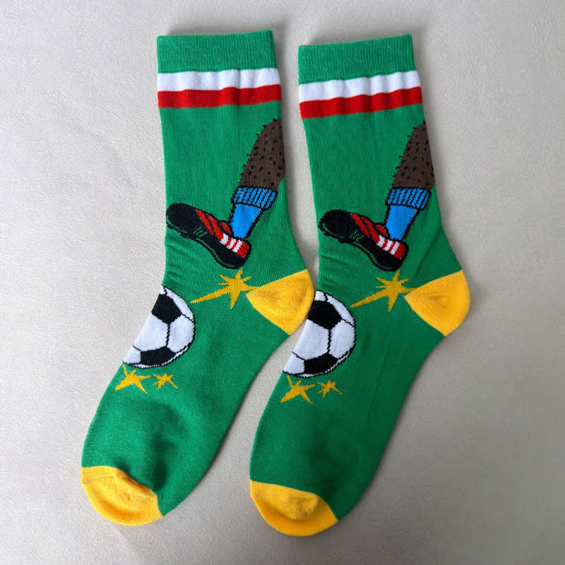 Soccer Stripe Quarter Socks(3 Pairs) - Green - EU39-43(US6-9) - image 4
