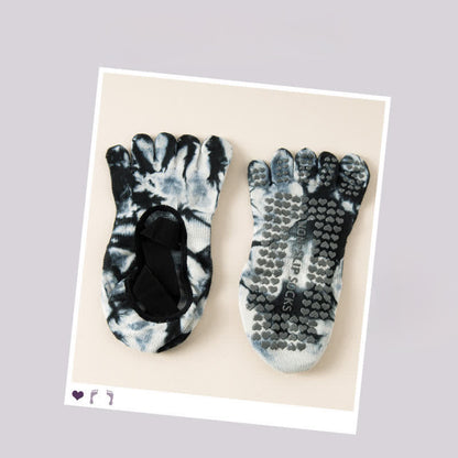 Tie Dye Five Toe Grip Socks(2 Pairs) - Black - EU36-42(US3-8.5) - image 6