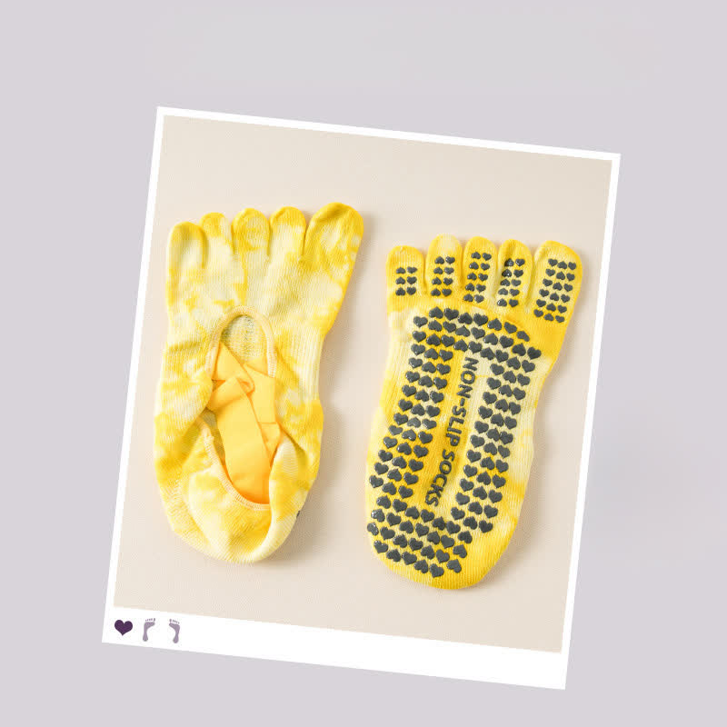 Tie Dye Five Toe Grip Socks(2 Pairs) - Yellow - EU36-42(US3-8.5) - image 9