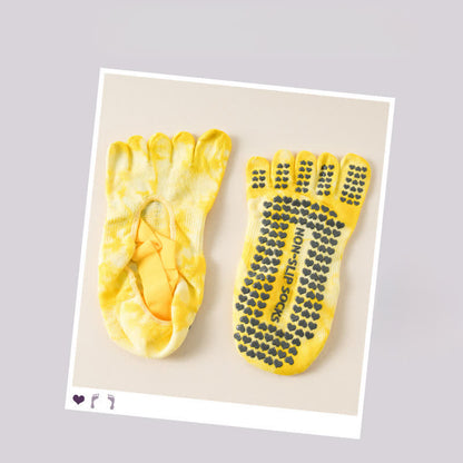Tie Dye Five Toe Grip Socks(2 Pairs) - Yellow - EU36-42(US3-8.5) - image 9