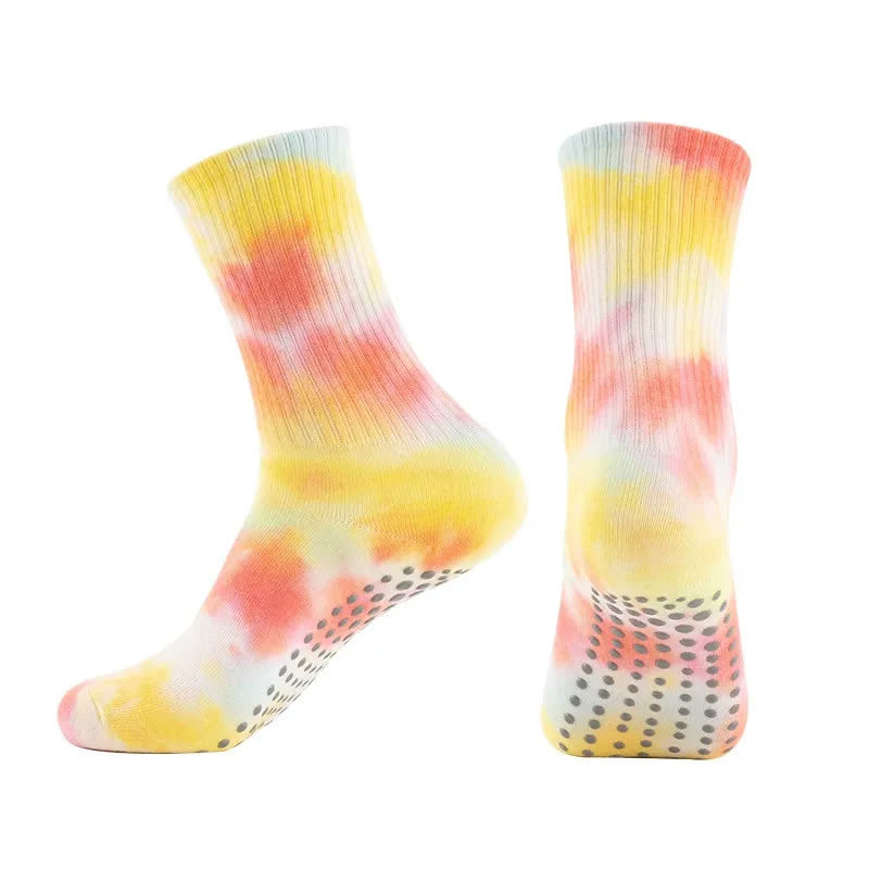 Tie Dye Yoga Grip Socks(2 Pairs) - Yellow - EU38-42(US5-8) - image 3