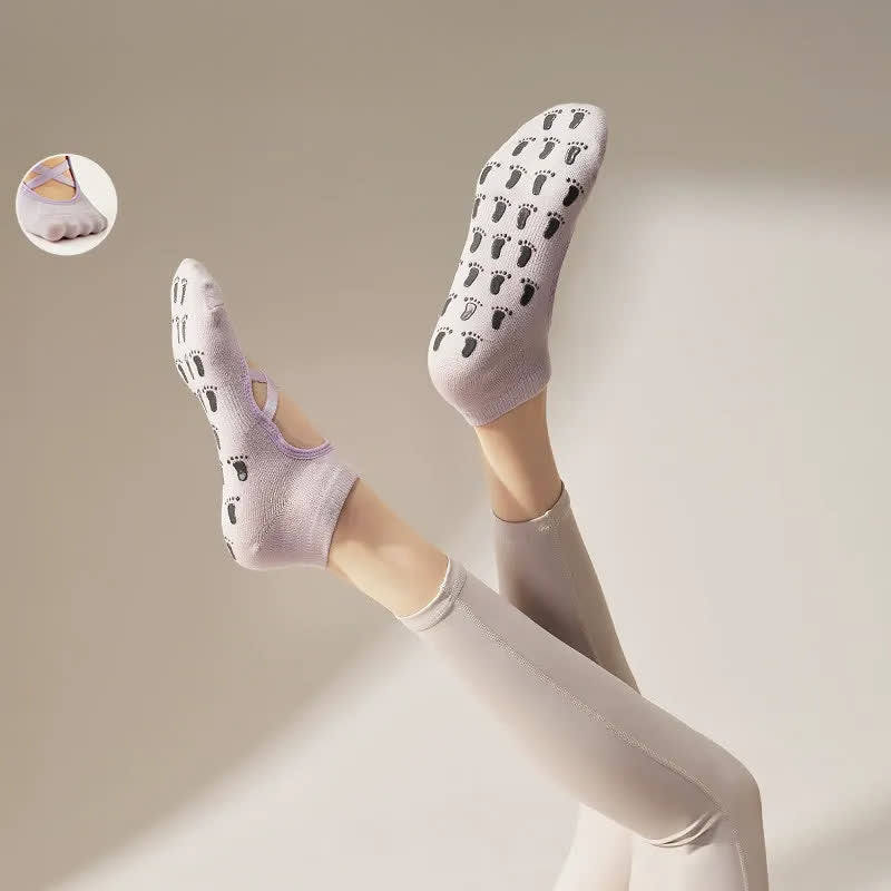 Cross Strap Yoga Grip Socks(2 Pairs) - Light Purple - EU35-41(US2-7.5) - image 4