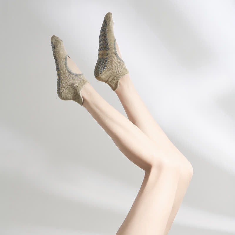 Pilates Non Slip Grip Socks(2 Pairs) - Khaki - EU35-41(US2-7.5) - image 9