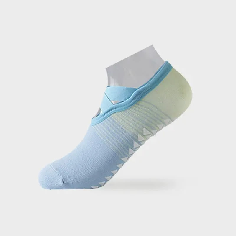 Cross Strap Yoga Grip Socks(6 Pairs) - Sky Blue - EU35-42(US2-8.5) - image 9