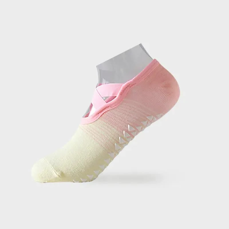 Cross Strap Yoga Grip Socks(6 Pairs) - Yellow - EU35-42(US2-8.5) - image 8