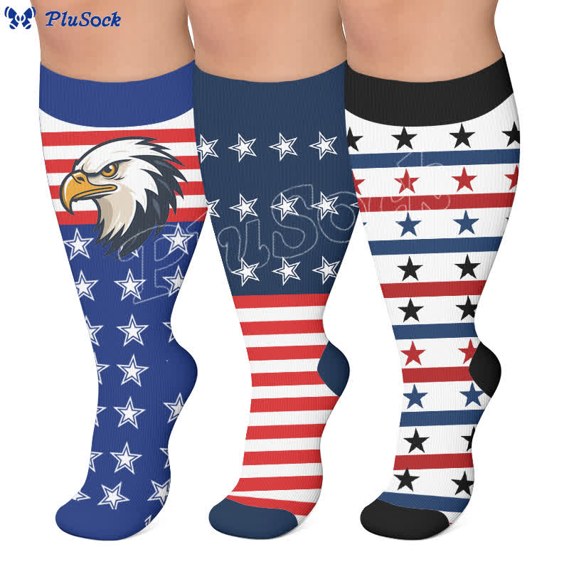 Plus Size Patriotic Eagle Compression Socks - image 0