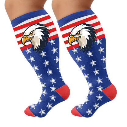 Plus Size Patriotic Eagle Compression Socks - Blue(1 Pair) - 4XL - image 8