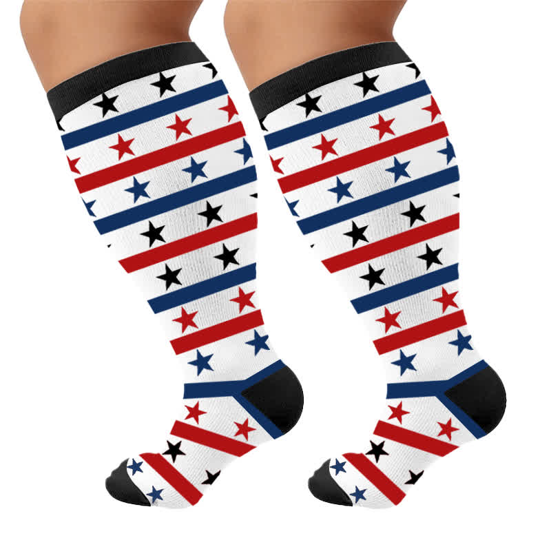 Plus Size Patriotic Eagle Compression Socks - White(1 Pair) - 4XL - image 10