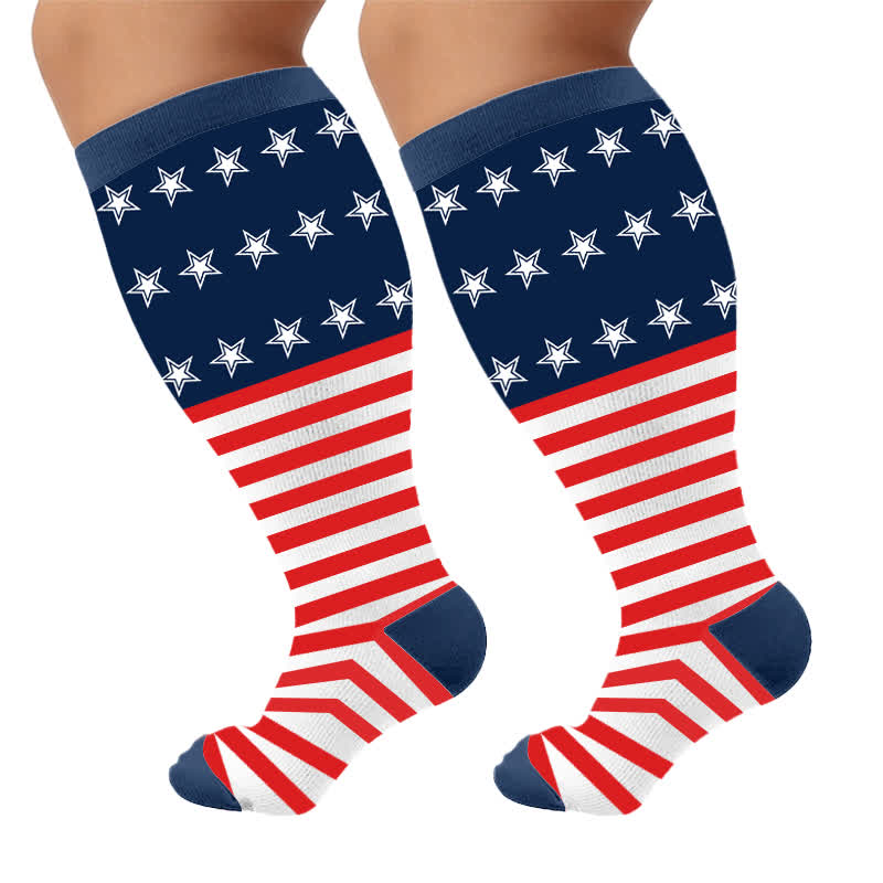 Plus Size Patriotic Eagle Compression Socks - Red(1 Pair) - 4XL - image 9