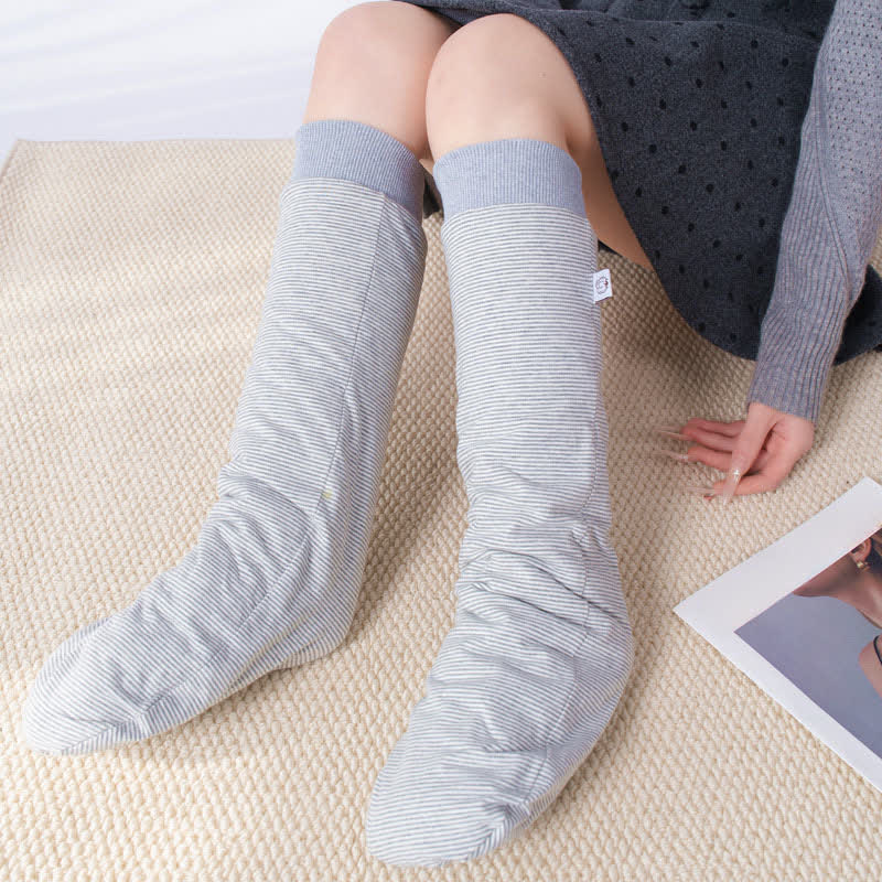 Cotton Stripe Cozy Sleep Socks - Grey - EU35-46(US2-12) - image 2