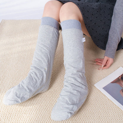 Cotton Stripe Cozy Sleep Socks - Grey - EU35-46(US2-12) - image 2