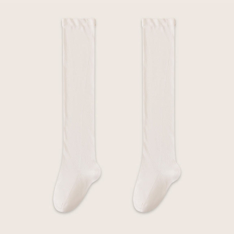 Cozy Solid Cotton Thigh High Sleep Socks(2 Pairs) - White - EU39-45(US6-11) - image 4