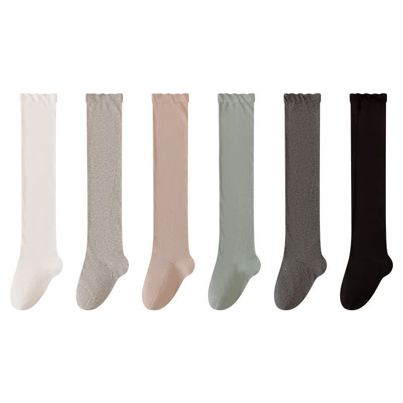Cozy Solid Cotton Thigh High Sleep Socks(2 Pairs) - Dark Grey+Black - EU39-45(US6-11) - image 3