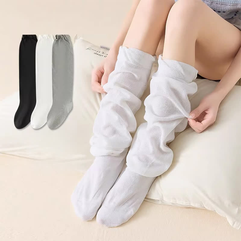 Slouchy Mesh Knit Sleep Socks(2 Pairs) - White+Black - EU35-39(US2-6) - image 0