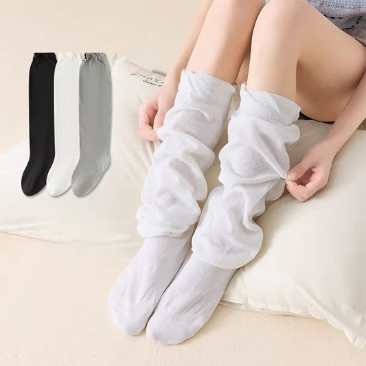 Slouchy Mesh Knit Sleep Socks(2 Pairs) - White+Black - EU35-39(US2-6) - image 0