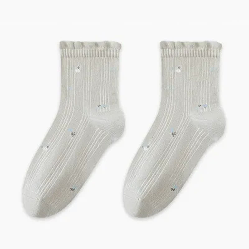 Pure Cotton Floral Sleep Socks(3 Pairs) - Grey - EU35-39(US2-6) - image 6