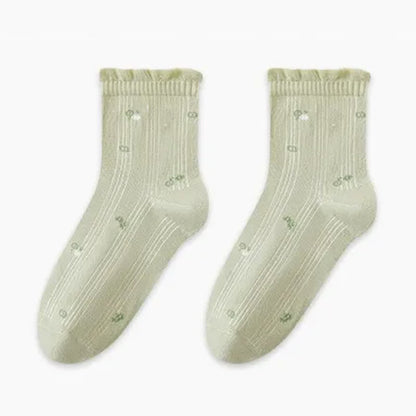 Pure Cotton Floral Sleep Socks(3 Pairs) - Green - EU35-39(US2-6) - image 8