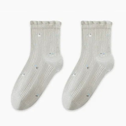 Pure Cotton Floral Sleep Socks(3 Pairs) - Grey - EU35-39(US2-6) - image 6