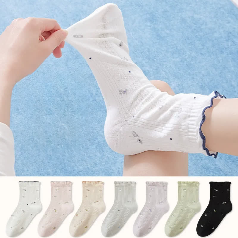 Pure Cotton Floral Sleep Socks(3 Pairs) - image 0