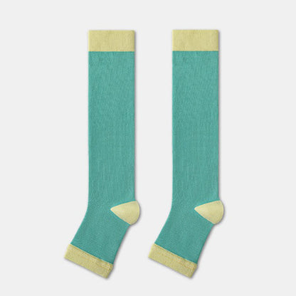 Colorblock Open Toe Compression Socks (4 Pairs) - Green - EU36-40(US3-7) - image 4