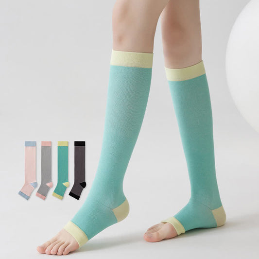 Colorblock Open Toe Compression Socks (4 Pairs) - image 0