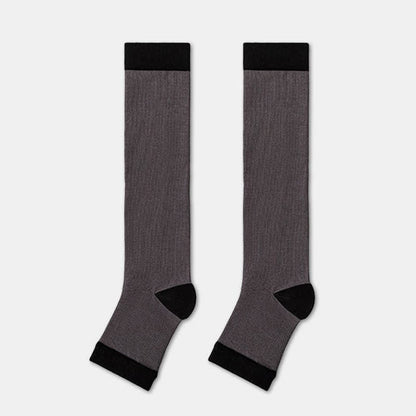 Colorblock Open Toe Compression Socks (4 Pairs) - Dark Grey - EU36-40(US3-7) - image 5