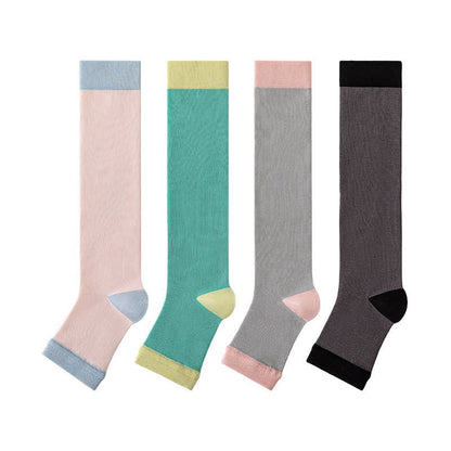 Colorblock Open Toe Compression Socks (4 Pairs) - Multicolor - EU36-40(US3-7) - image 6