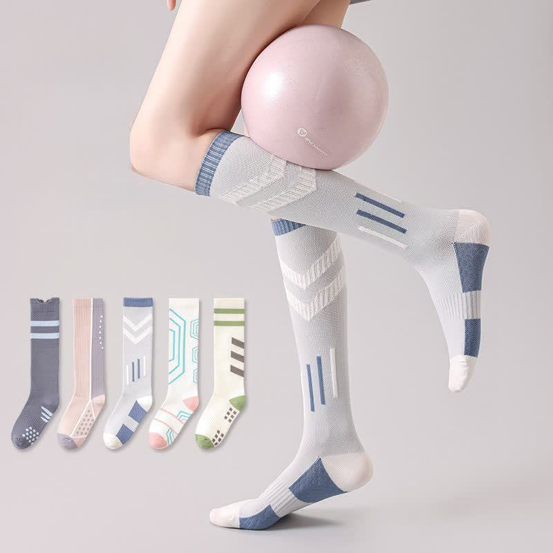 Geometric Colorblock Compression Socks(3 Pairs) - image 0