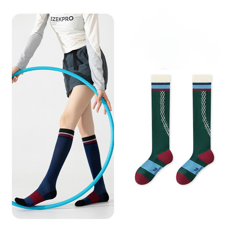 Ribbed Compression Socks(3 Pairs) - Green - EU36-40(US3-7) - image 7