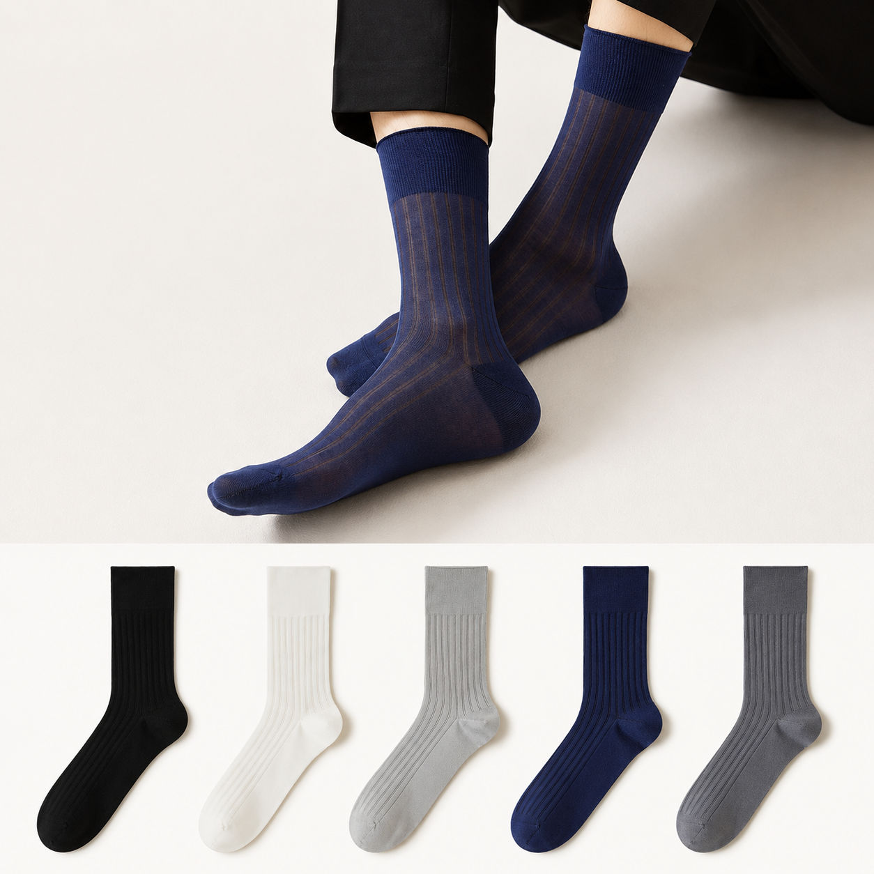 Silk Quarter Socks (5 Pairs) - Multicolor - EU39-44(US6.5-9.5) - image 0