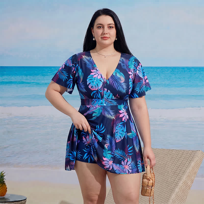 Floral V Neck Resort Swim Dress - image 4